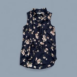 Ro & De Floral Sleeveless Top - Dark Blue